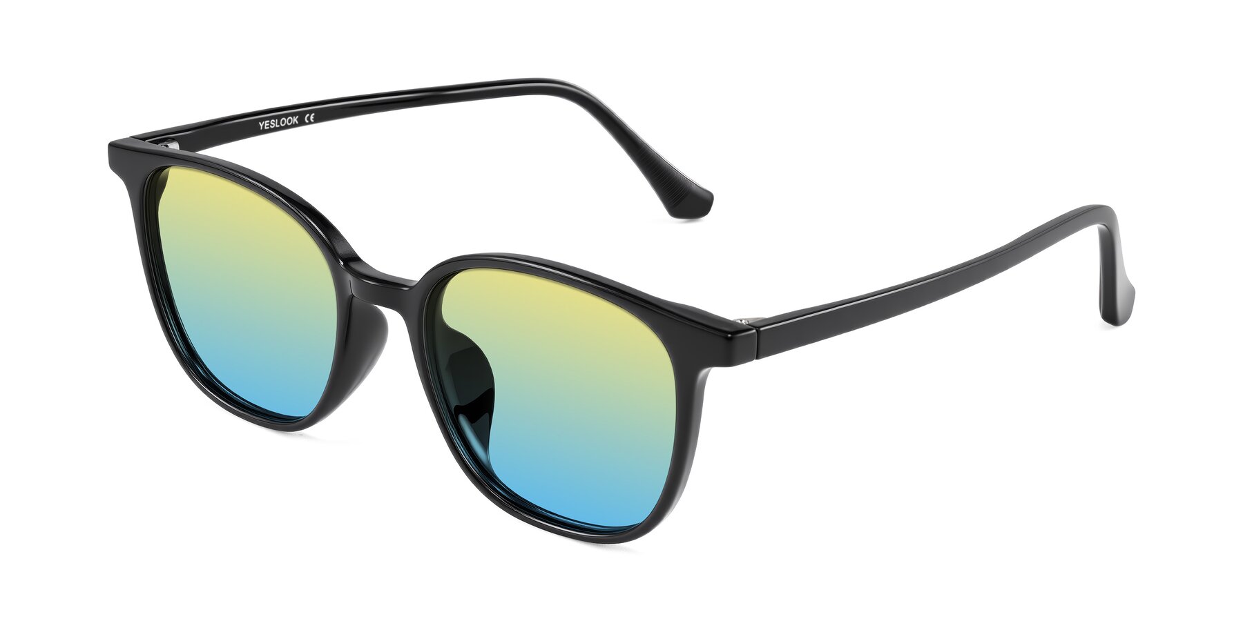 Angle of Noor in Black with Yellow / Blue Gradient Lenses