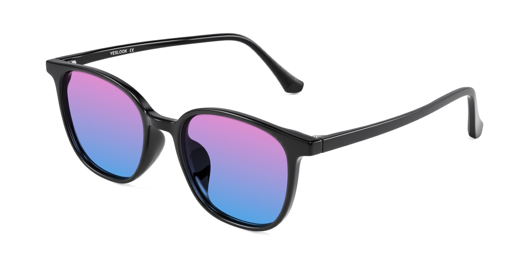 Angle of Noor in Black with Pink / Blue Gradient Lenses