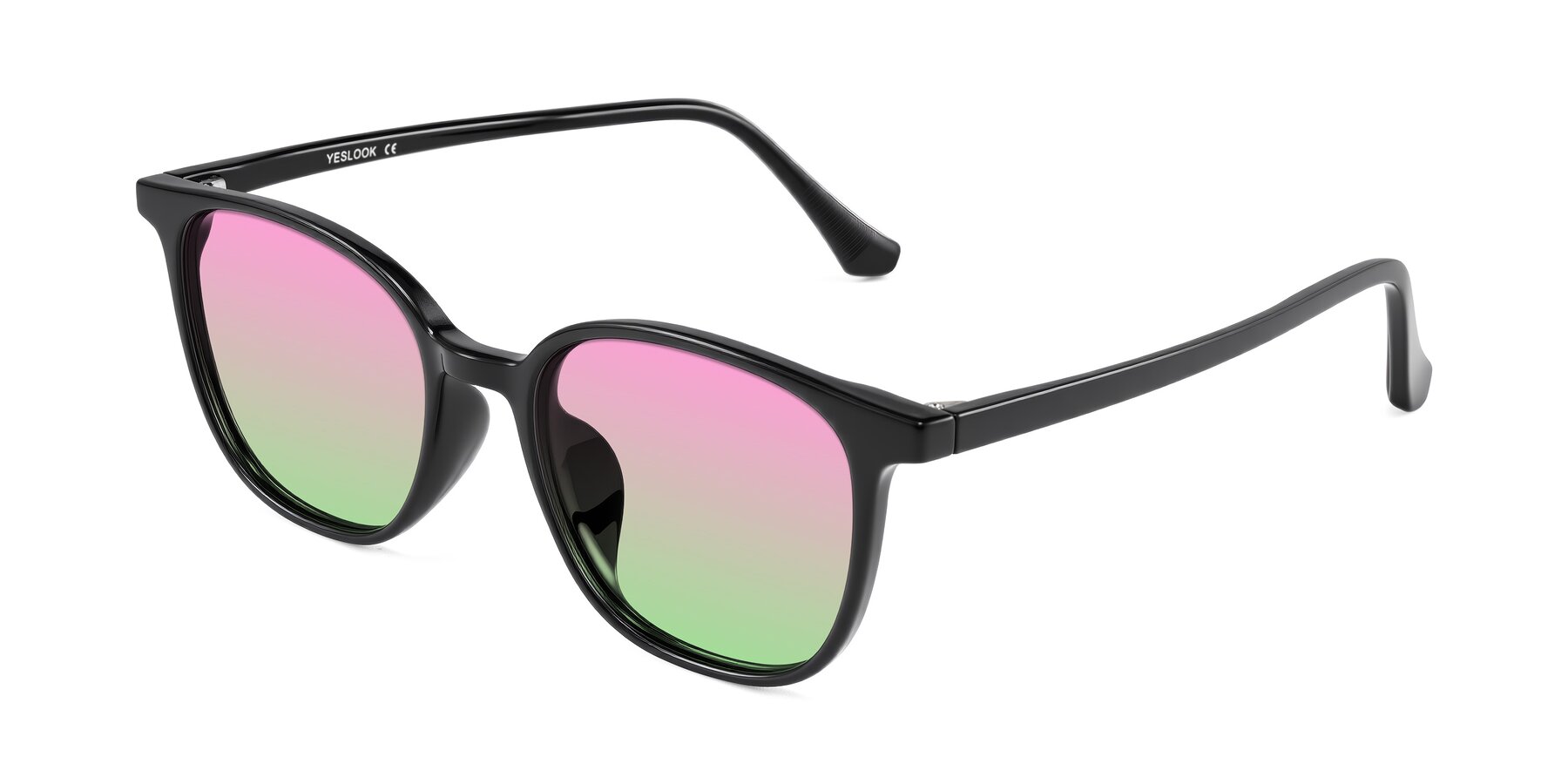 Angle of Noor in Black with Pink / Green Gradient Lenses