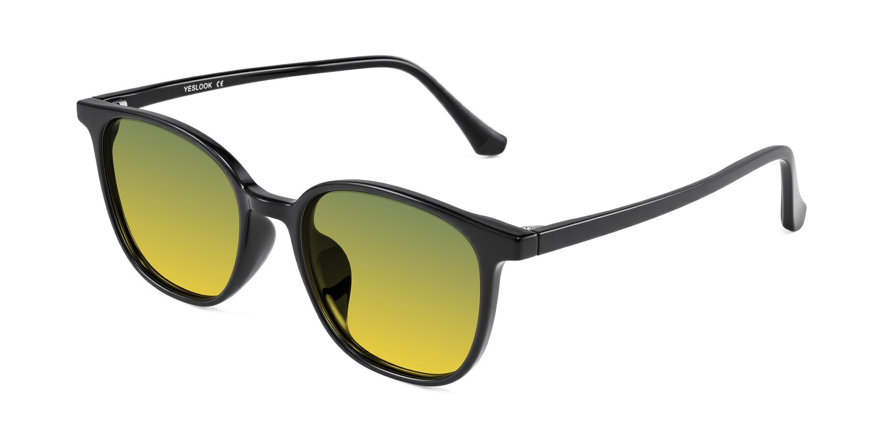 Angle of Noor in Black with Green / Yellow Gradient Lenses