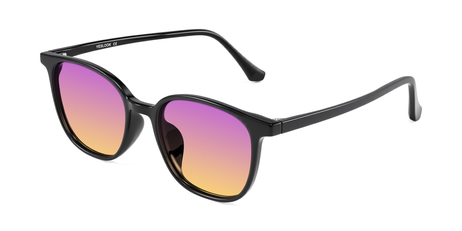 Angle of Noor in Black with Purple / Yellow Gradient Lenses
