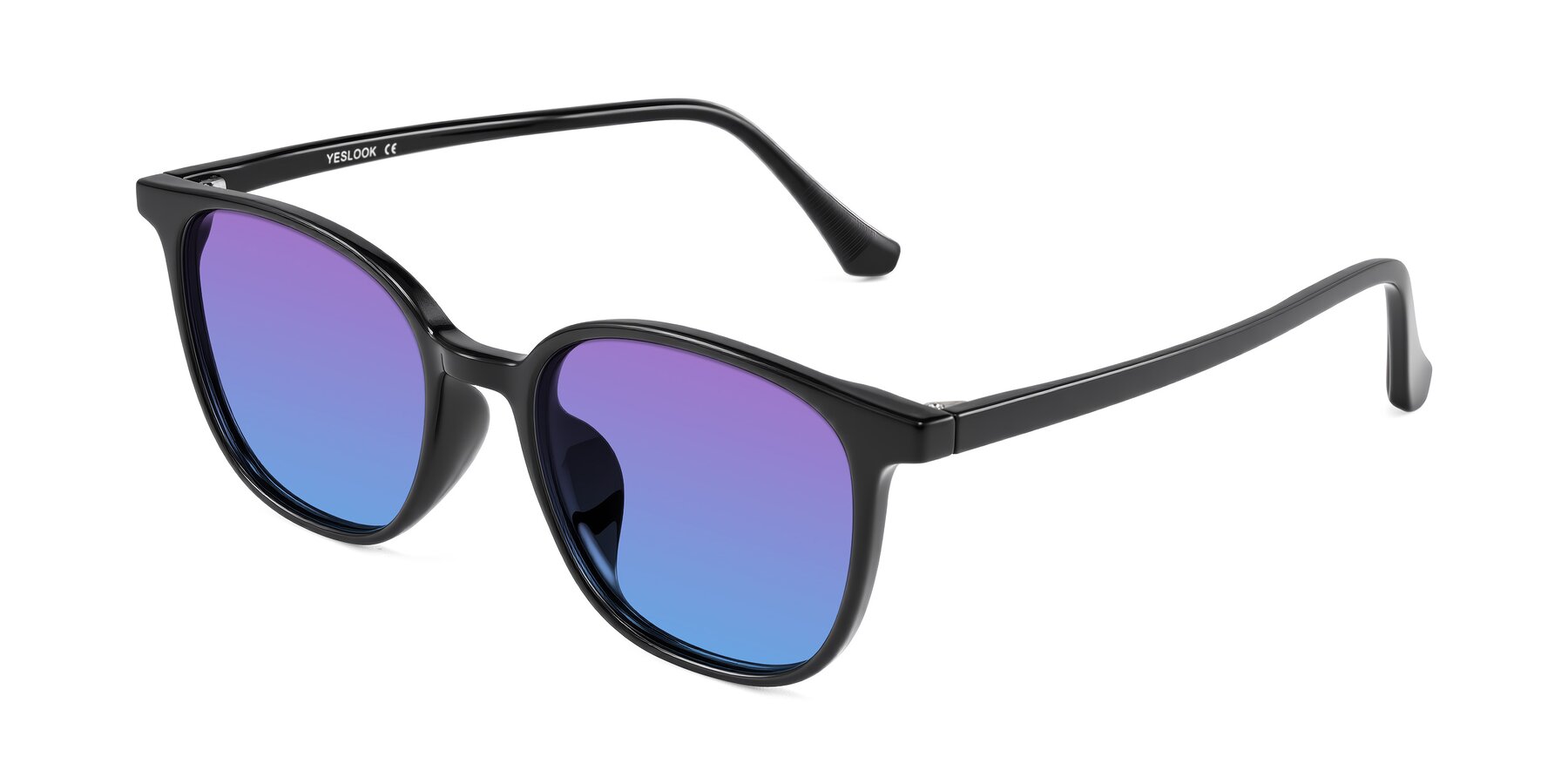 Angle of Noor in Black with Purple / Blue Gradient Lenses
