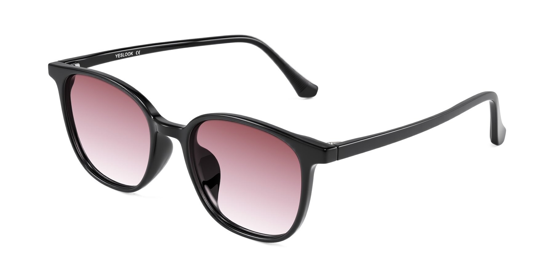 Angle of Noor in Black with Garnet Gradient Lenses
