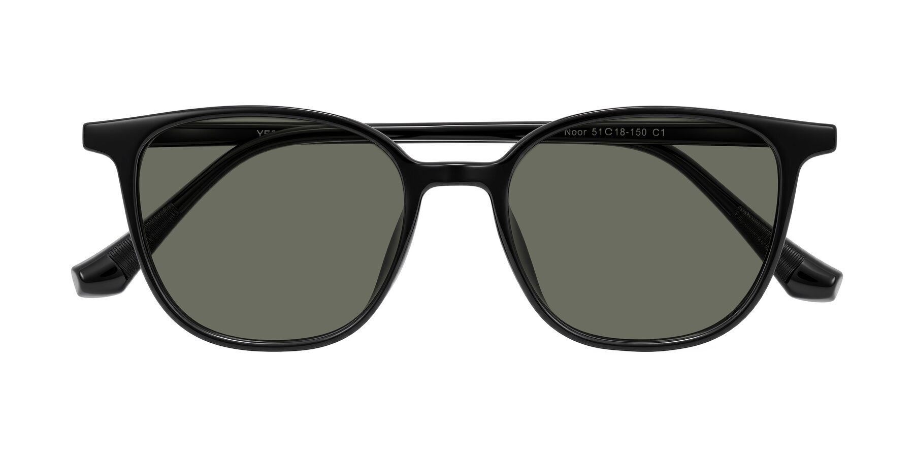 Folded Front of Noor in Black with Gray Polarized Lenses