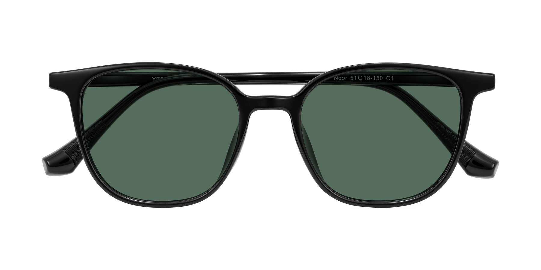 Folded Front of Noor in Black with Green Polarized Lenses