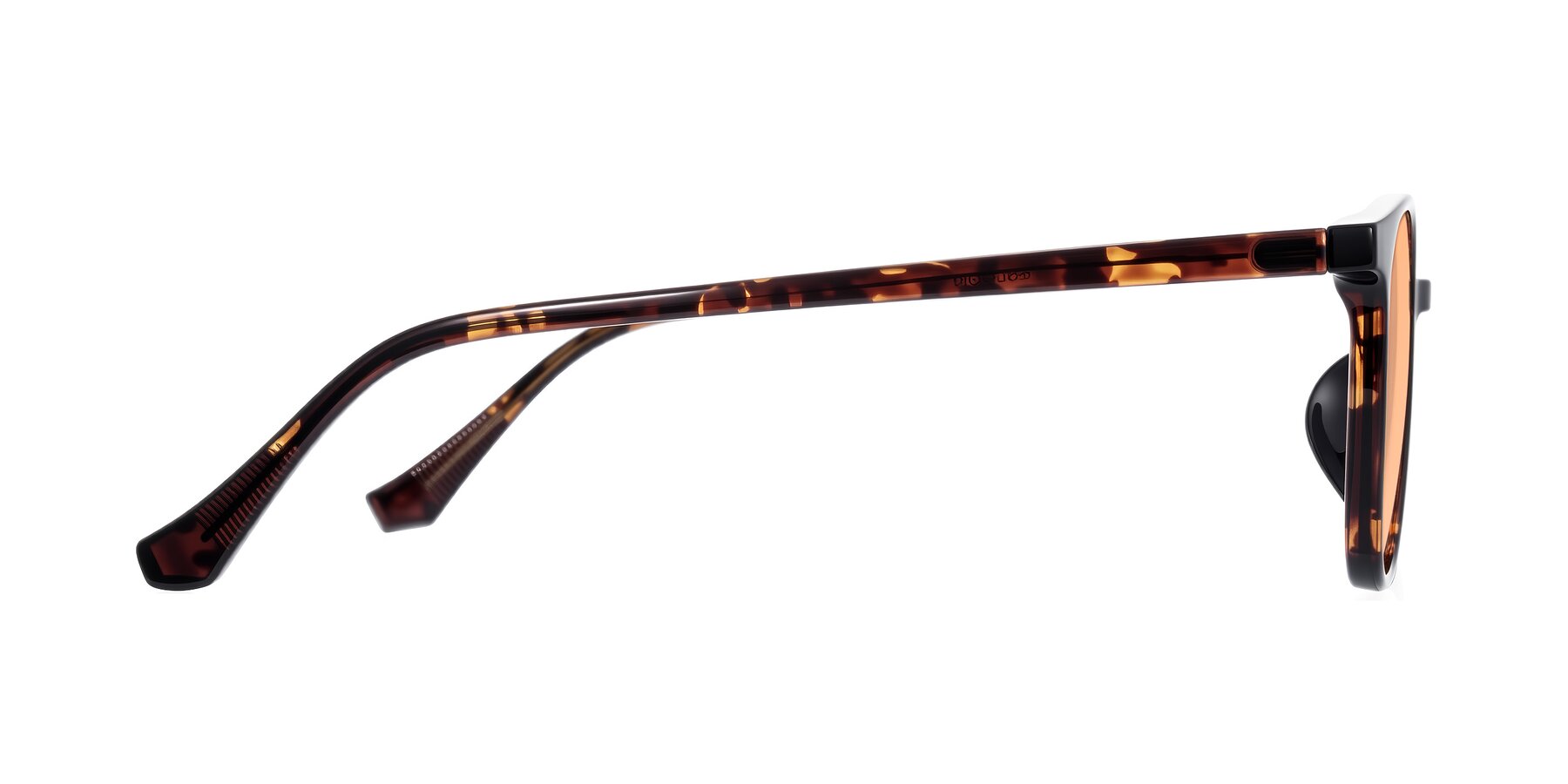 Side of Noor in Tortoise with Light Orange Tinted Lenses