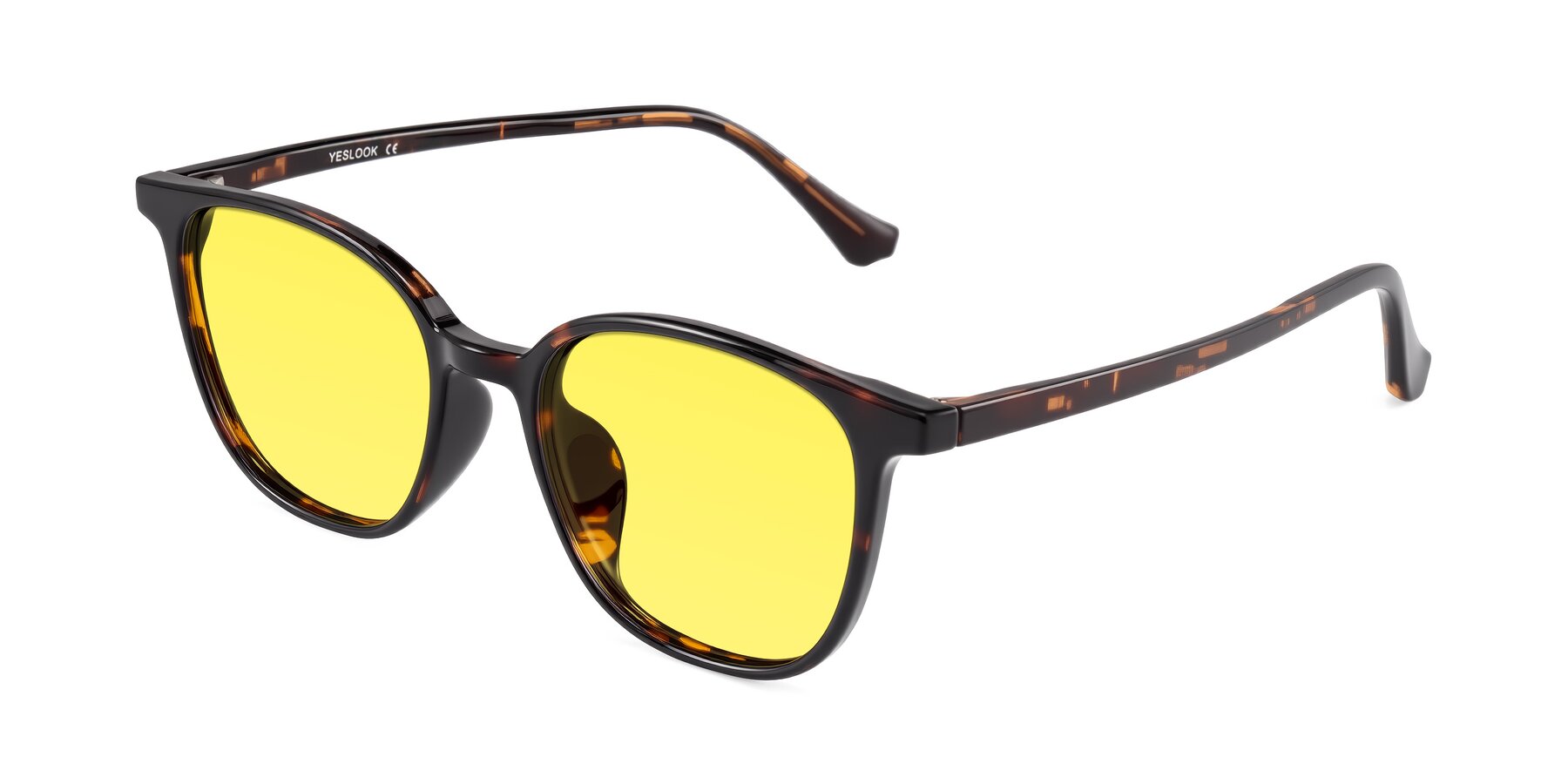 Angle of Noor in Tortoise with Medium Yellow Tinted Lenses