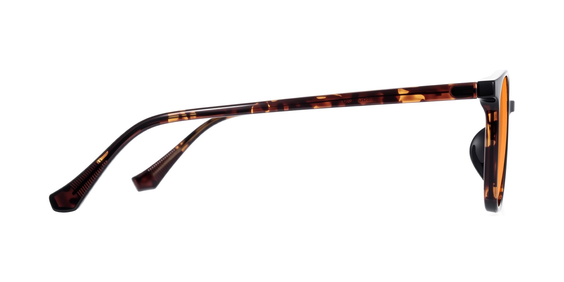 Side of Noor in Tortoise with Orange Tinted Lenses
