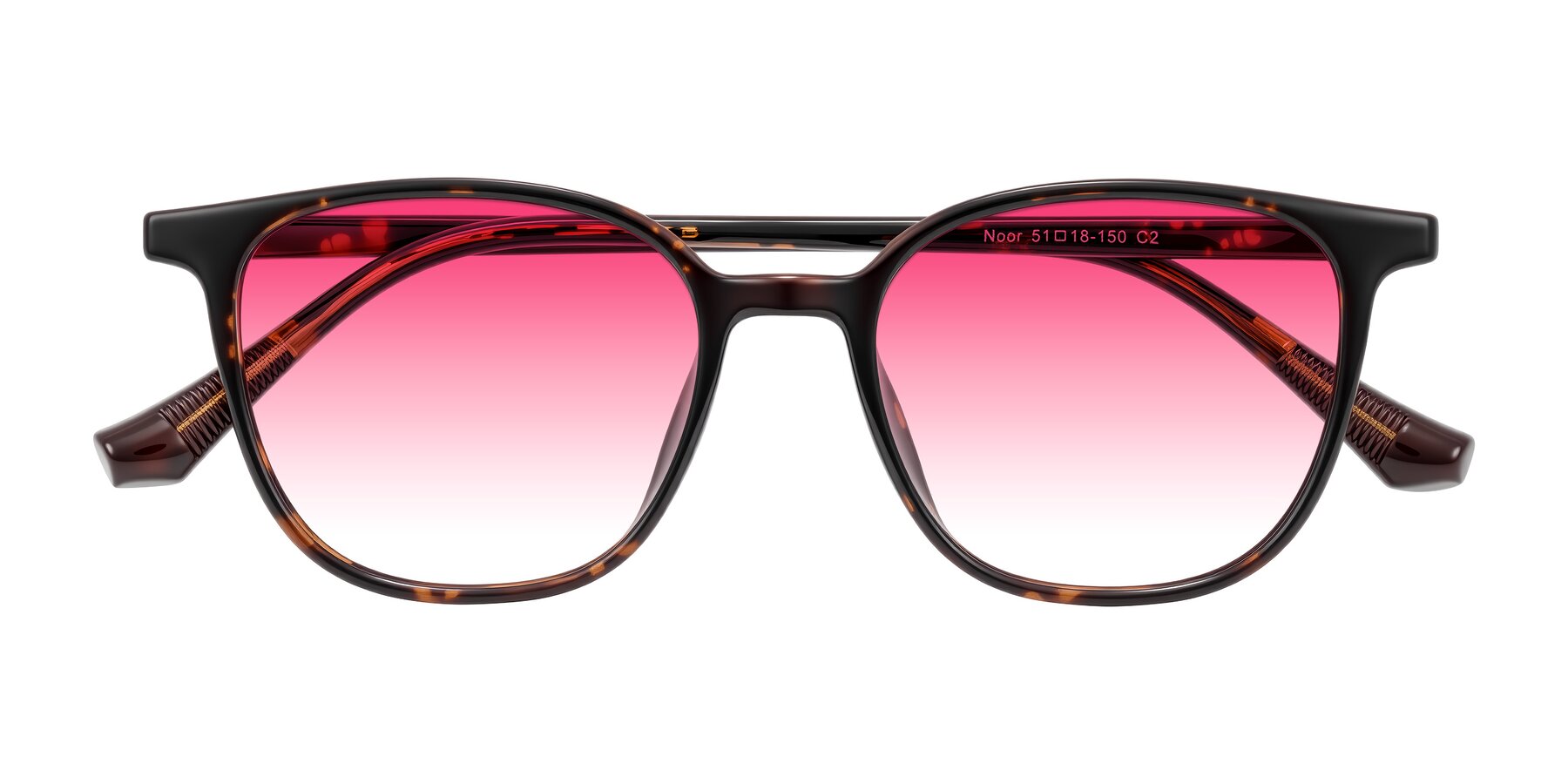 Folded Front of Noor in Tortoise with Pink Gradient Lenses