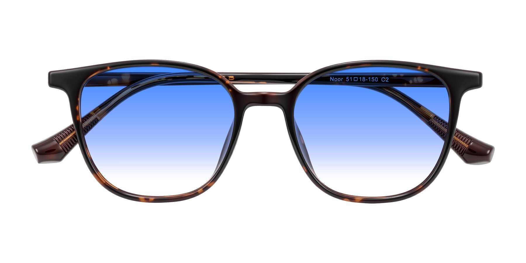 Folded Front of Noor in Tortoise with Blue Gradient Lenses