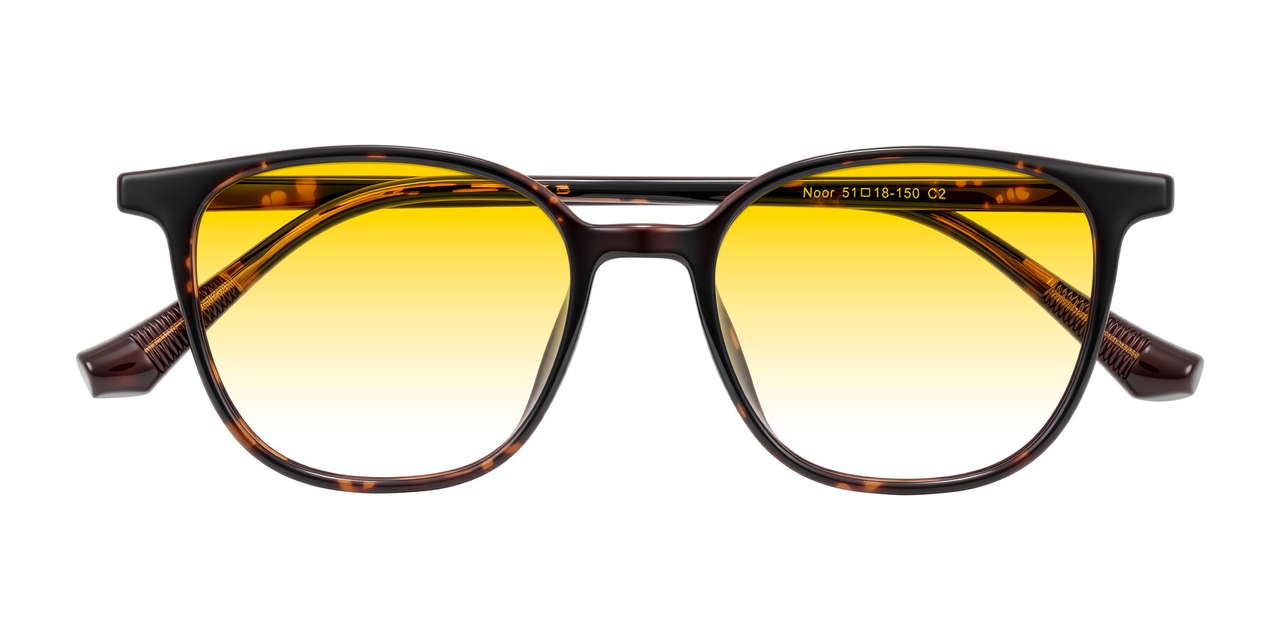 Folded Front of Noor in Tortoise with Yellow Gradient Lenses