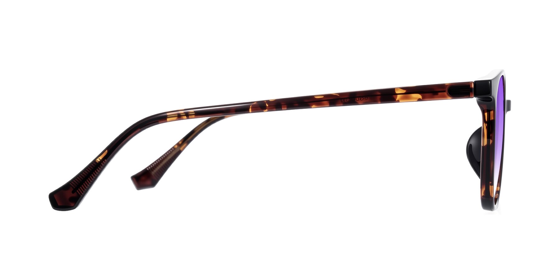 Side of Noor in Tortoise with Purple Gradient Lenses