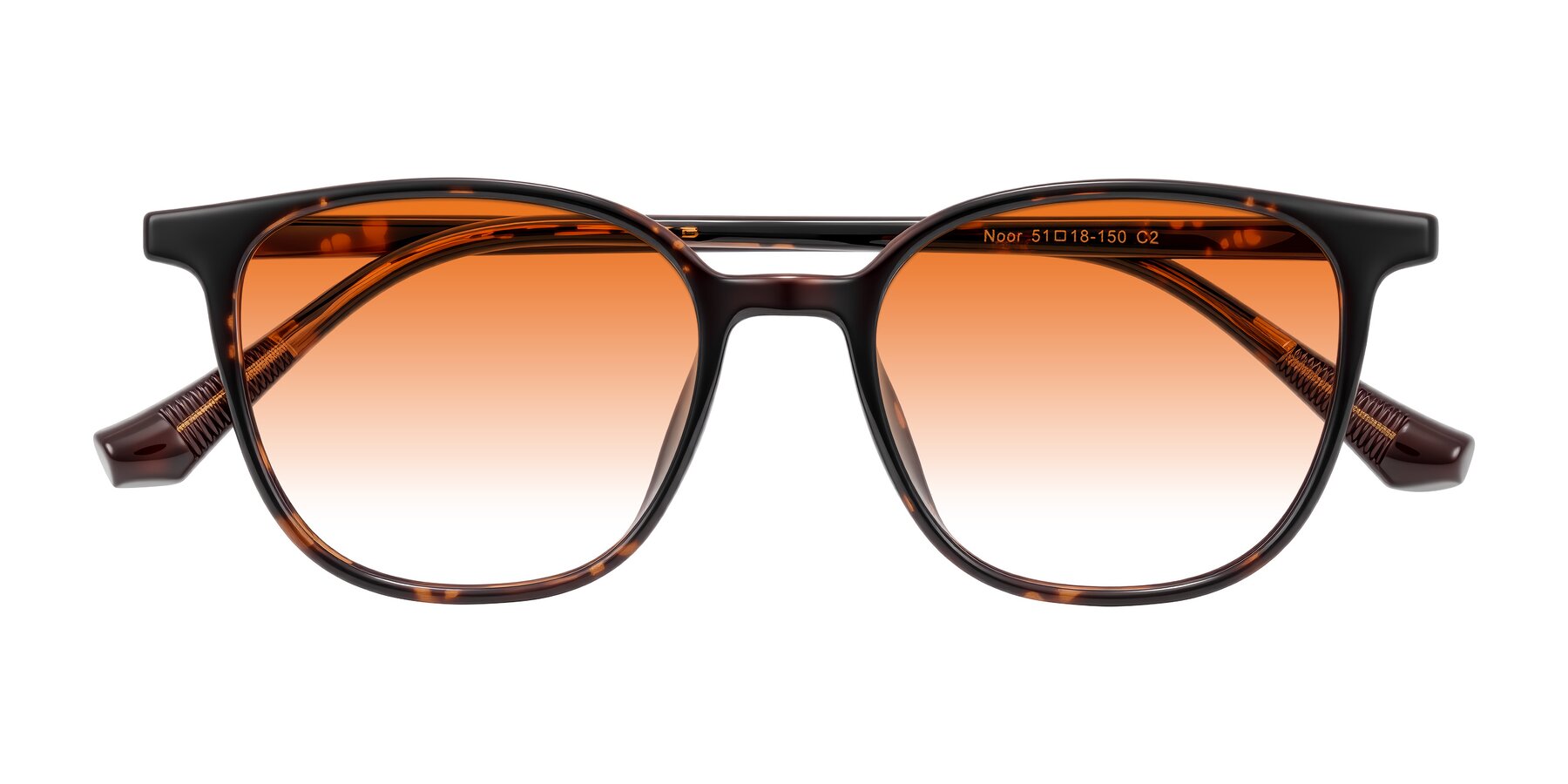 Folded Front of Noor in Tortoise with Orange Gradient Lenses