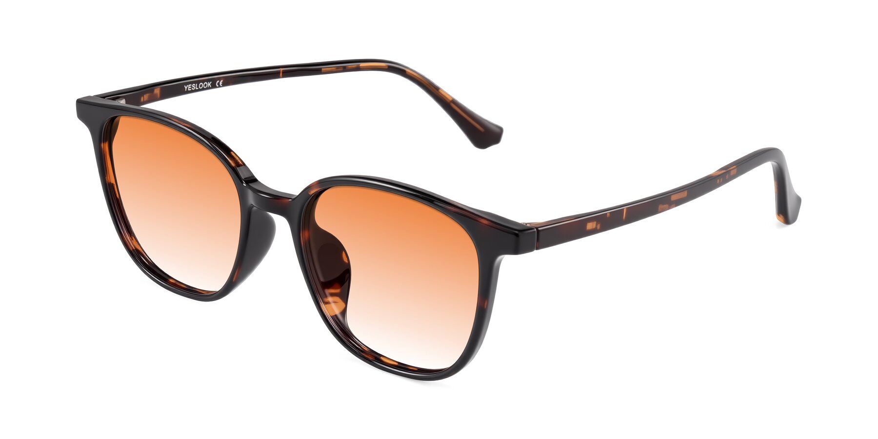 Angle of Noor in Tortoise with Orange Gradient Lenses