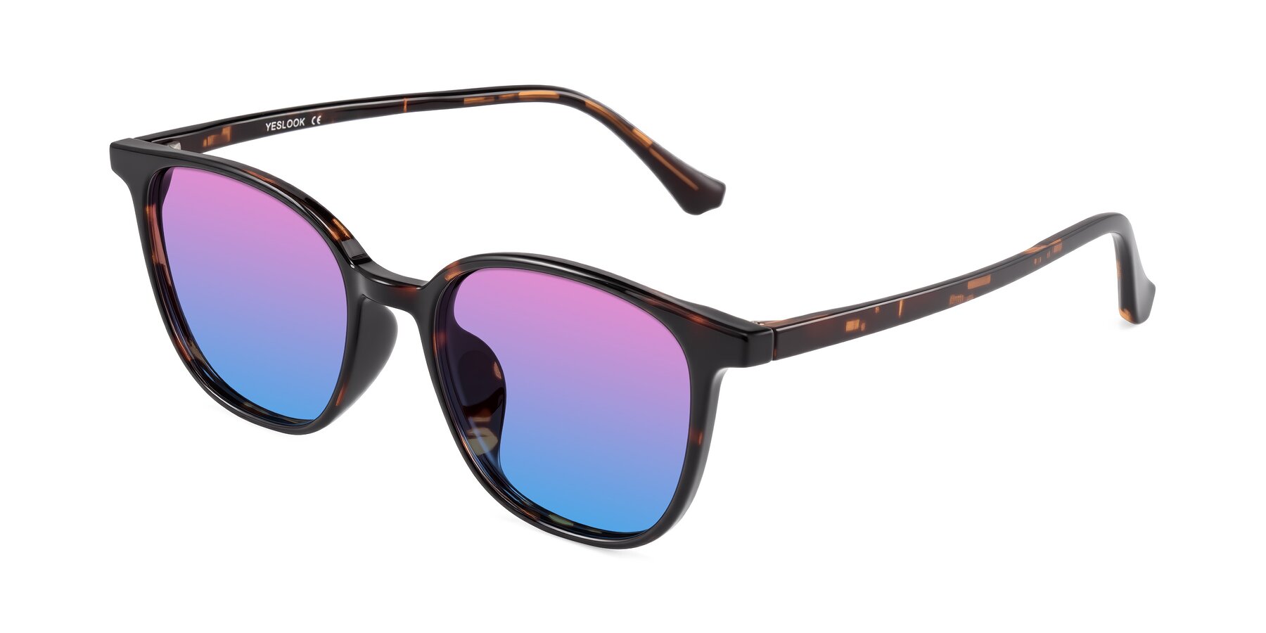 Angle of Noor in Tortoise with Pink / Blue Gradient Lenses