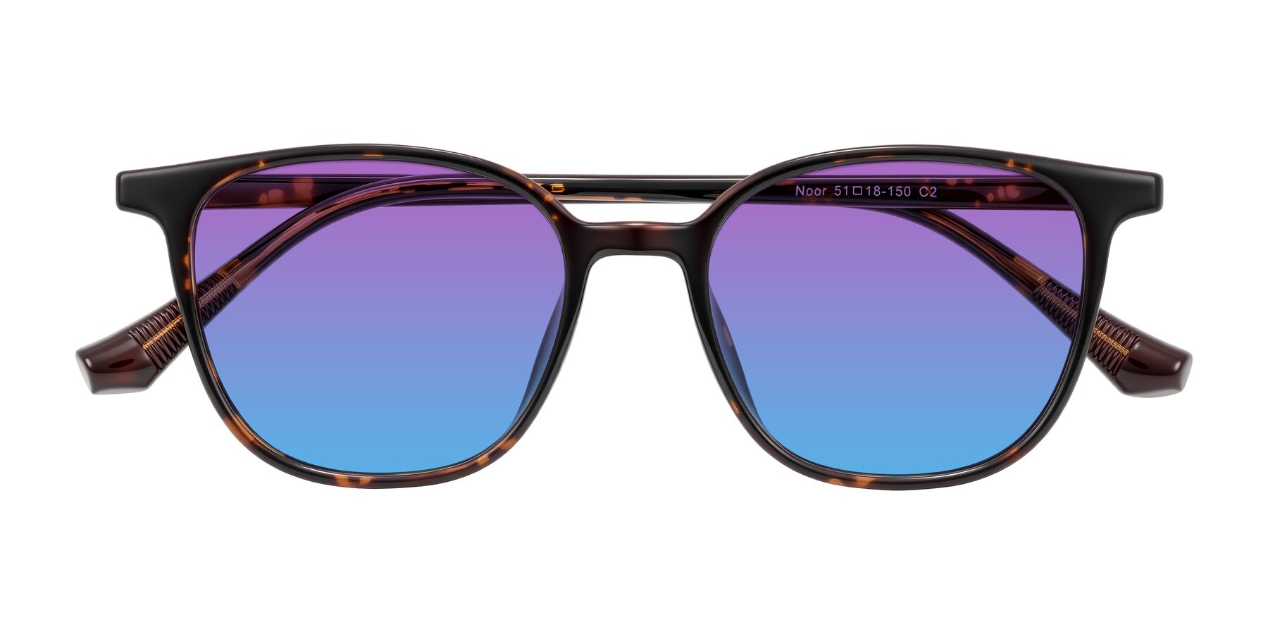 Folded Front of Noor in Tortoise with Purple / Blue Gradient Lenses