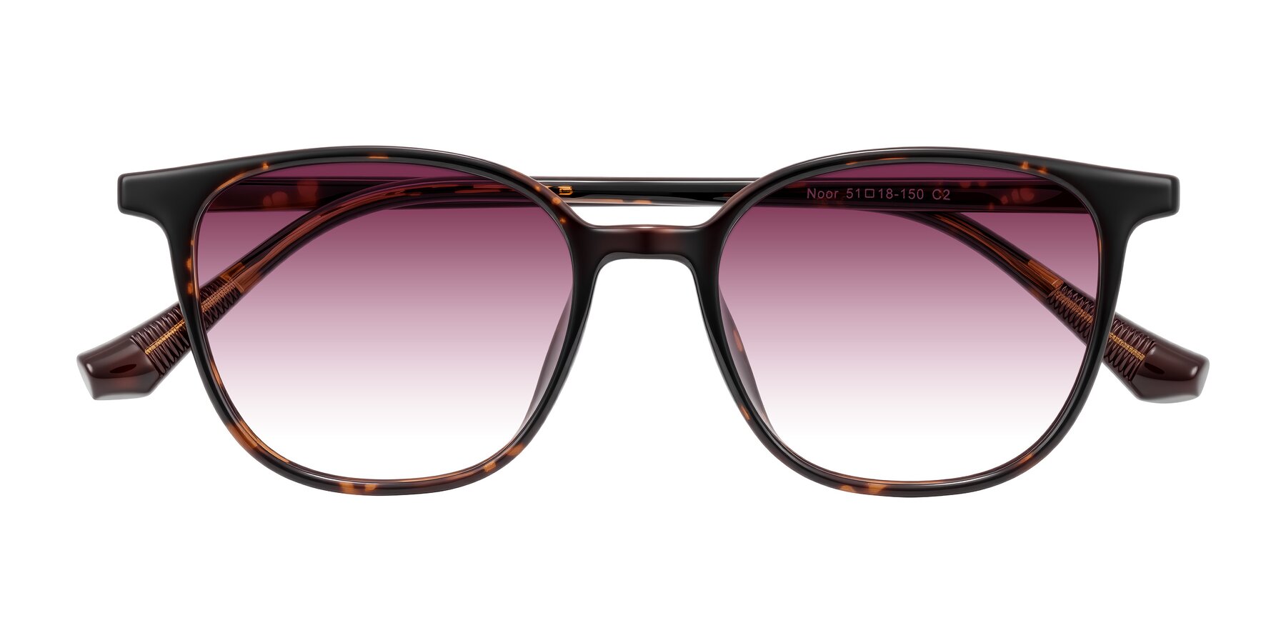Folded Front of Noor in Tortoise with Wine Gradient Lenses