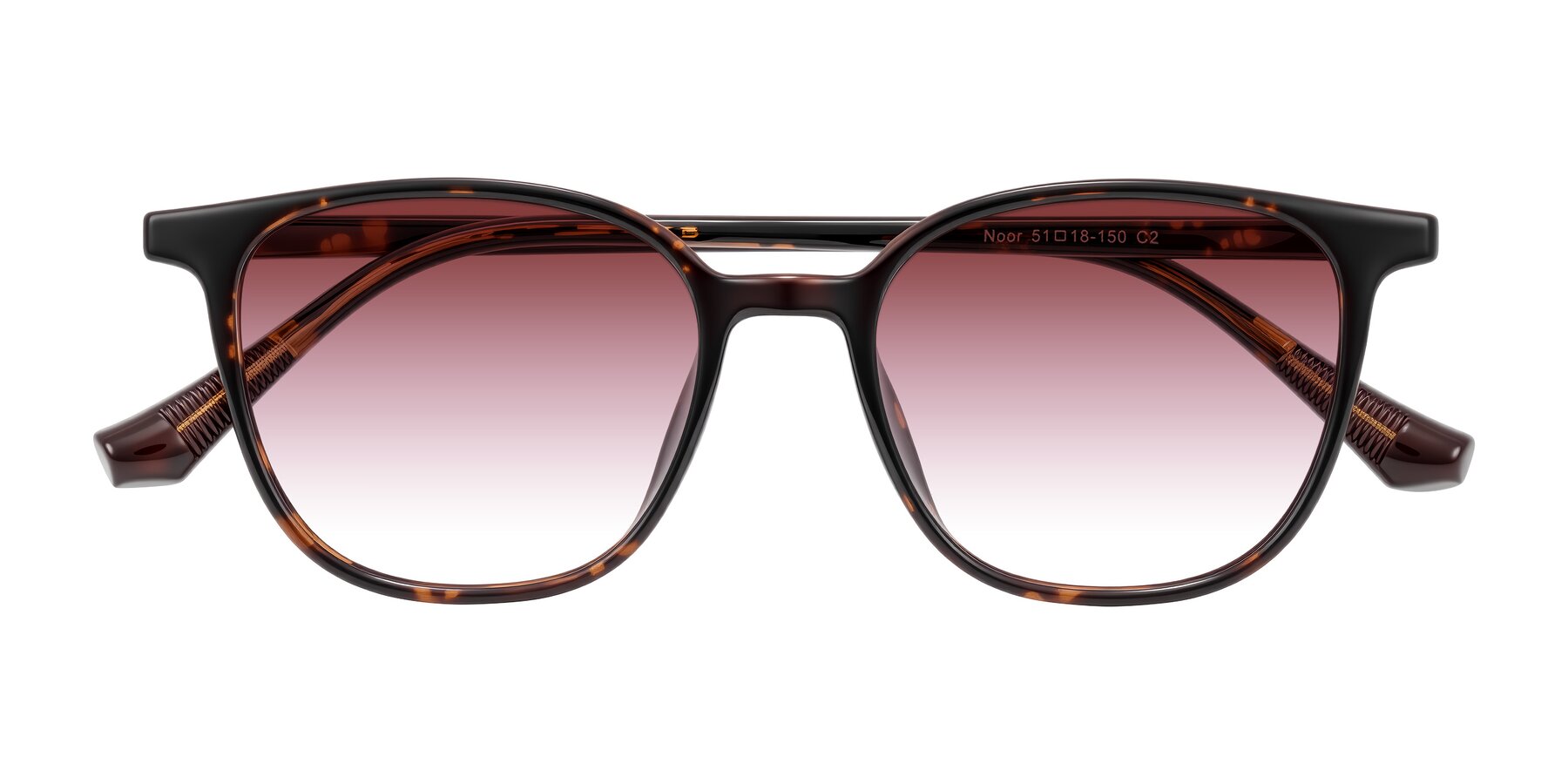 Folded Front of Noor in Tortoise with Garnet Gradient Lenses