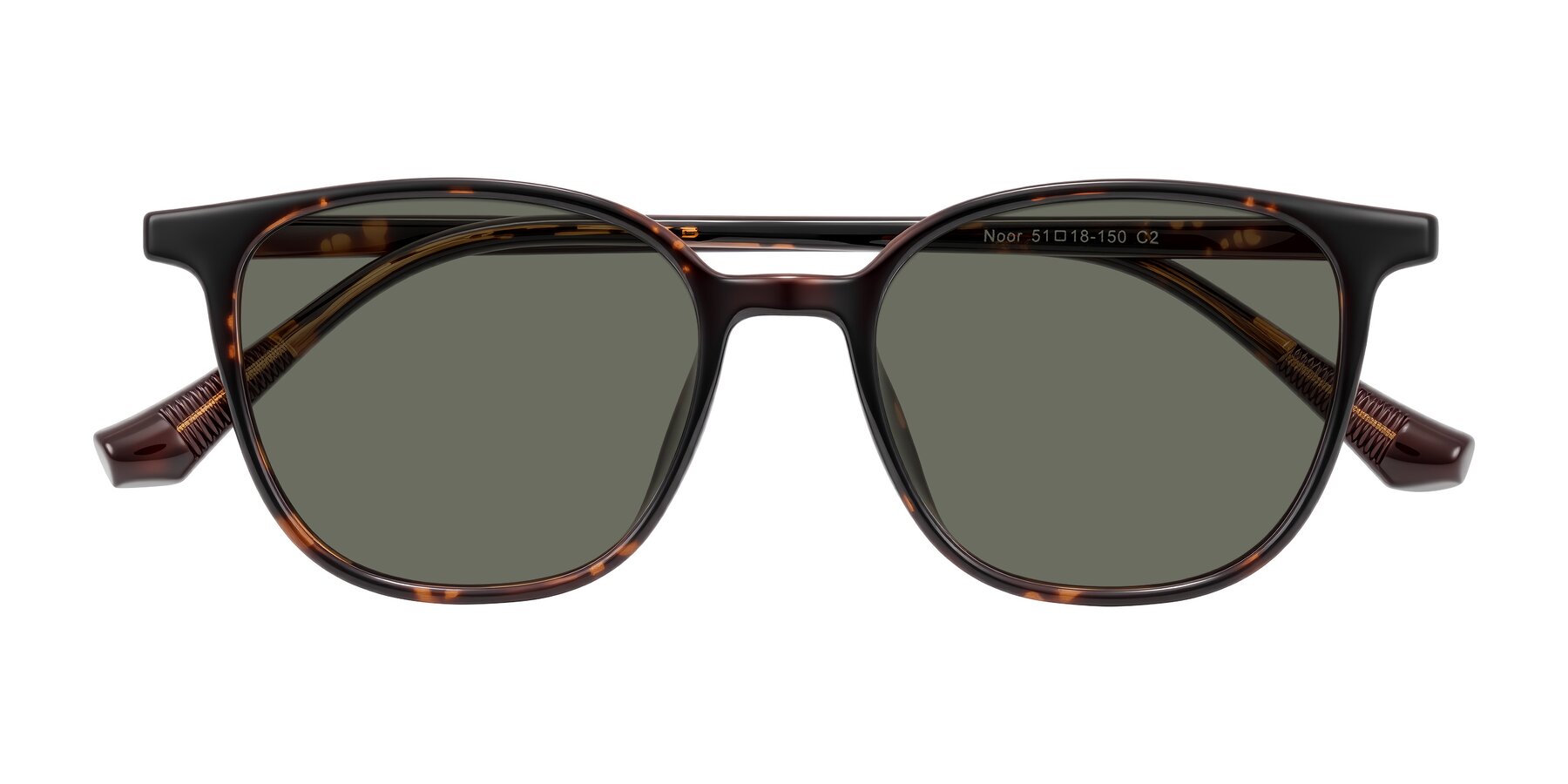 Folded Front of Noor in Tortoise with Gray Polarized Lenses