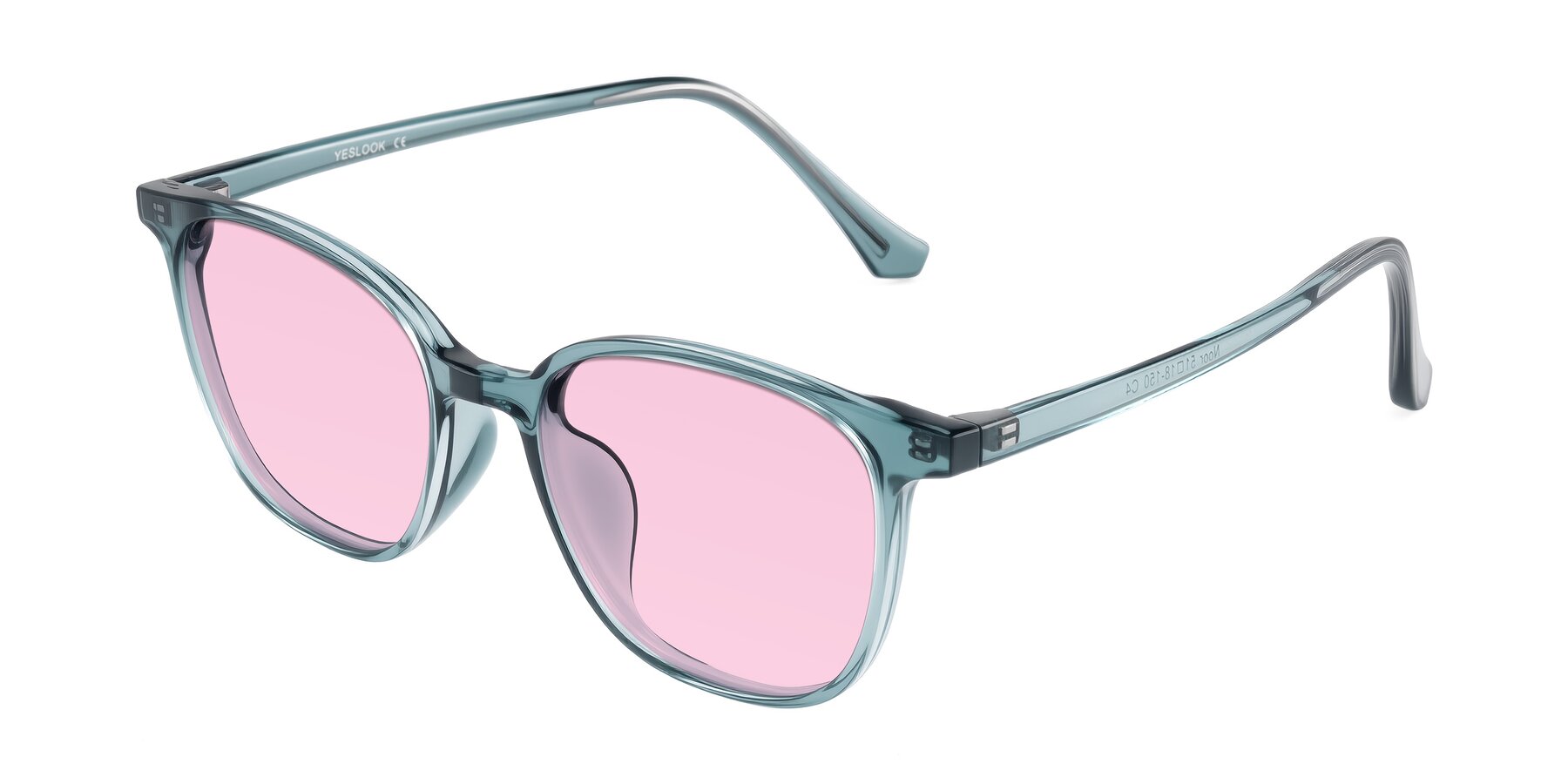 Angle of Noor in Transparent Blue with Light Pink Tinted Lenses