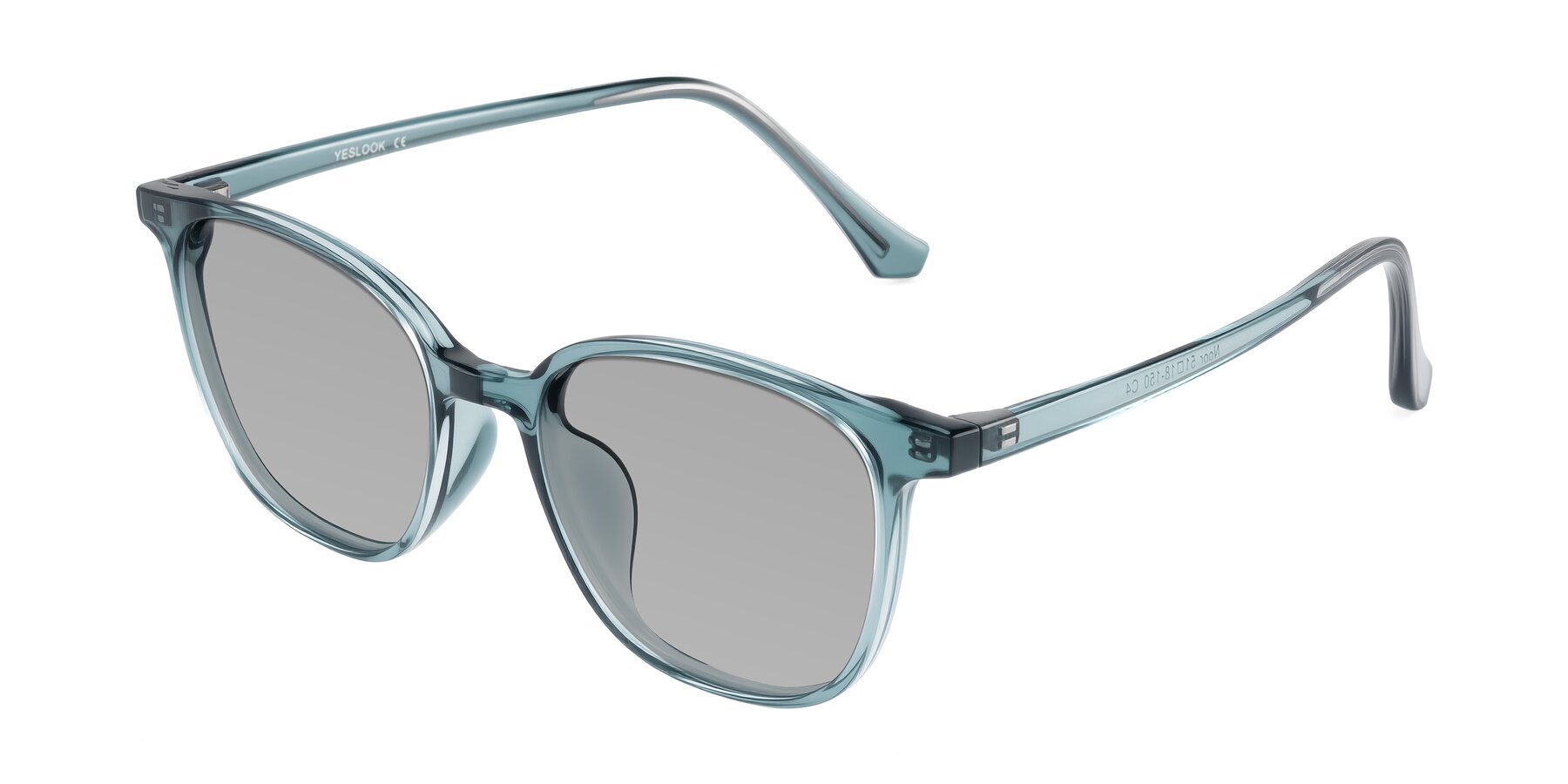Angle of Noor in Transparent Blue with Light Gray Tinted Lenses