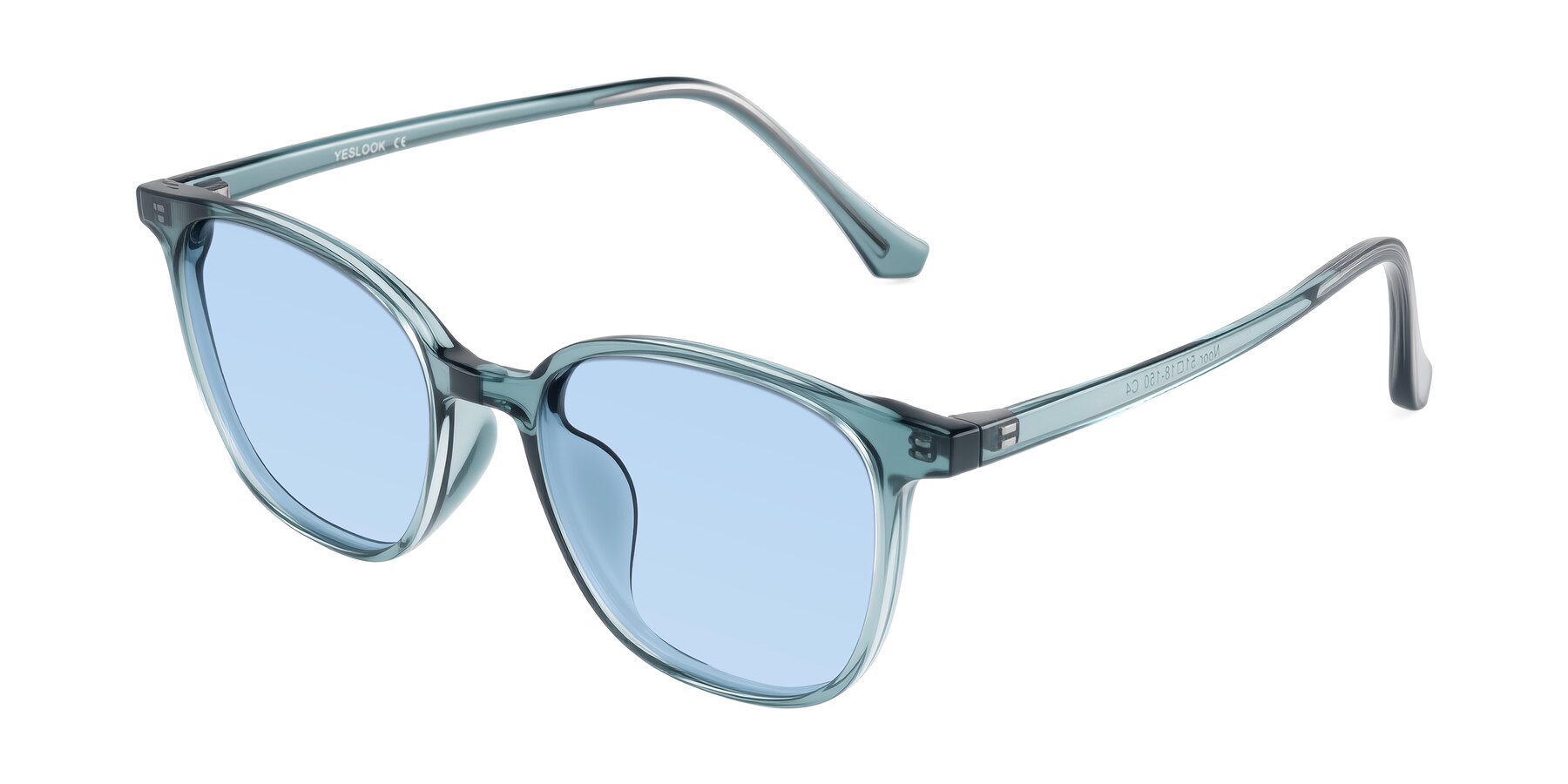 Angle of Noor in Transparent Blue with Light Blue Tinted Lenses