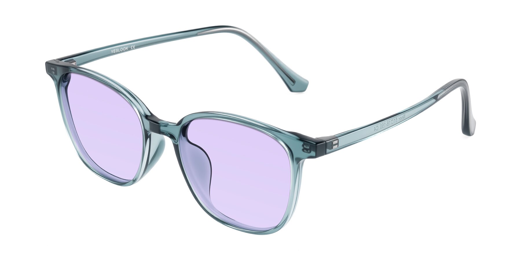 Angle of Noor in Transparent Blue with Light Purple Tinted Lenses