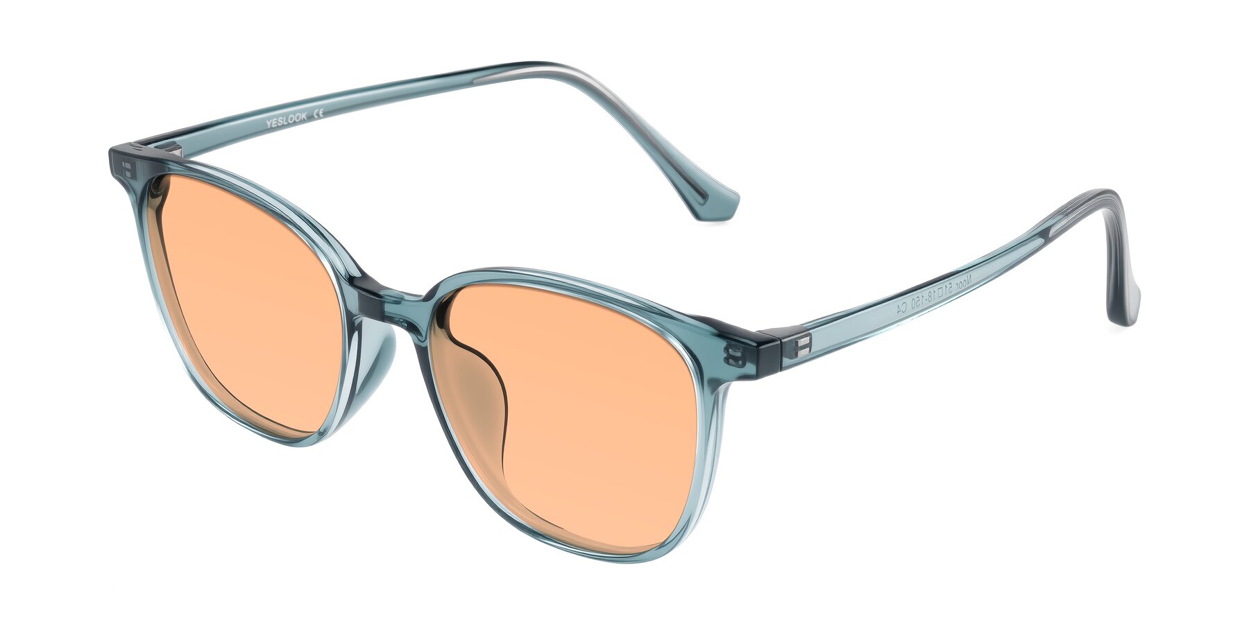 Angle of Noor in Transparent Blue with Light Orange Tinted Lenses