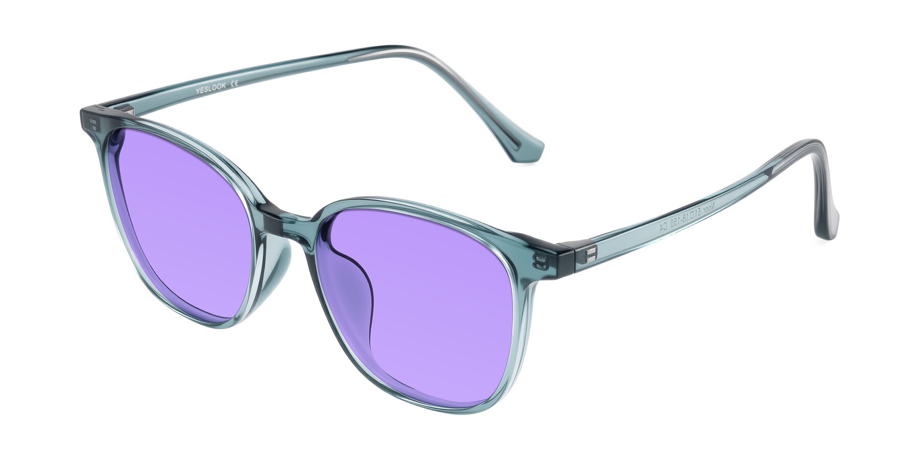Angle of Noor in Transparent Blue with Medium Purple Tinted Lenses