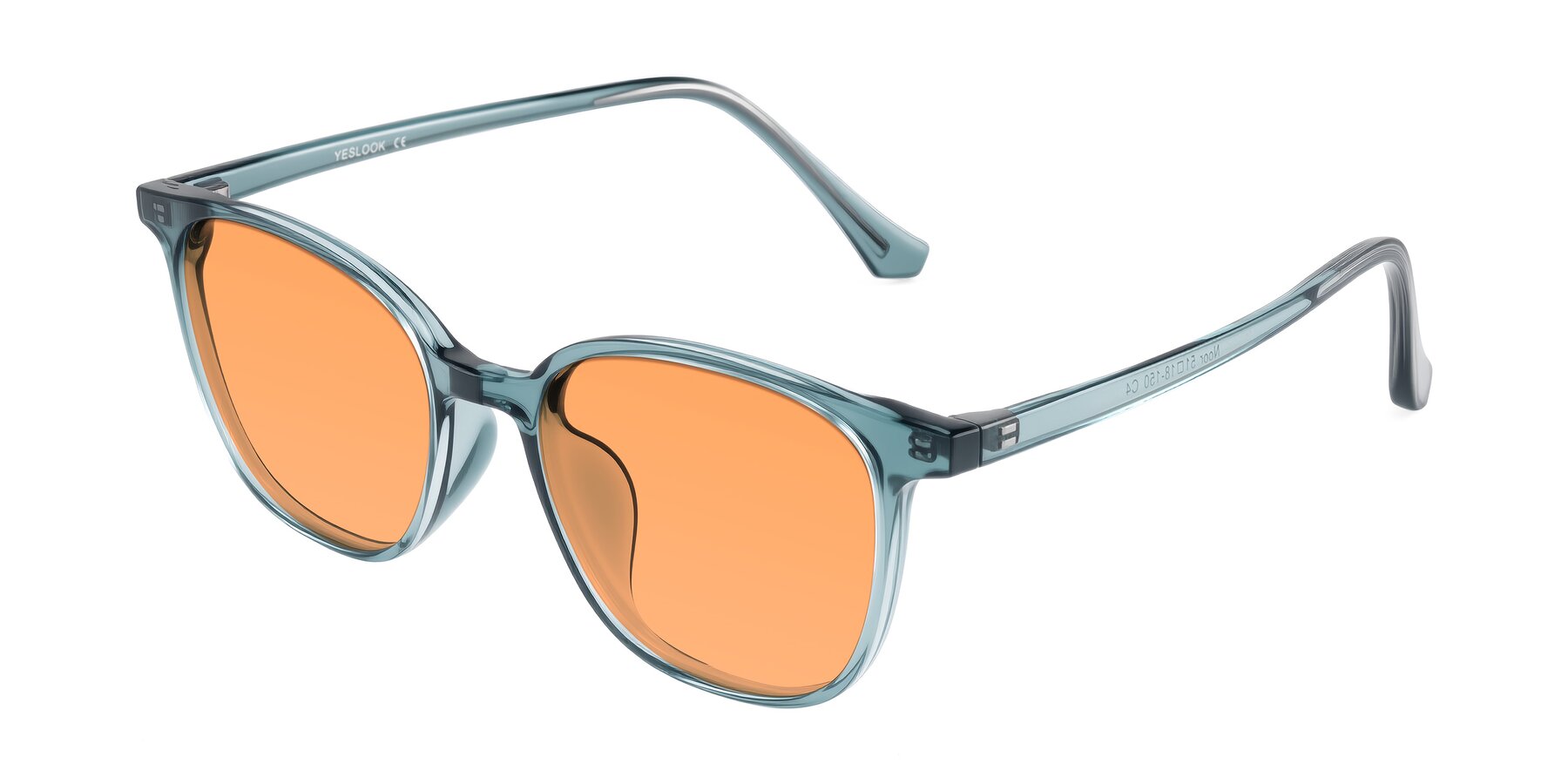 Angle of Noor in Transparent Blue with Medium Orange Tinted Lenses