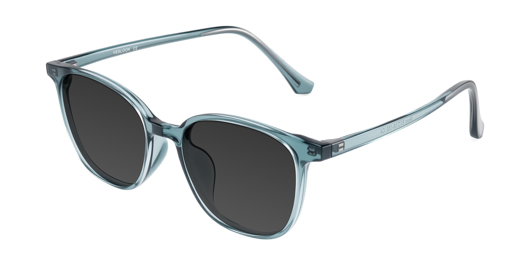 Angle of Noor in Transparent Blue with Gray Tinted Lenses