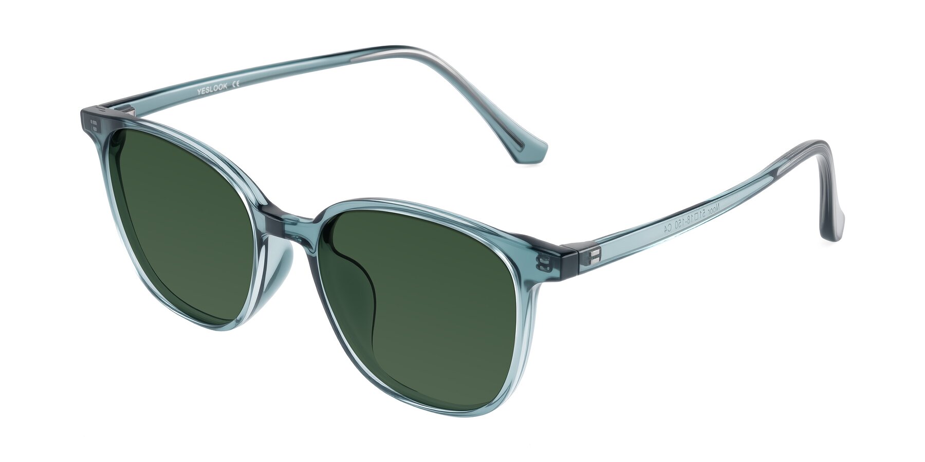 Angle of Noor in Transparent Blue with Green Tinted Lenses