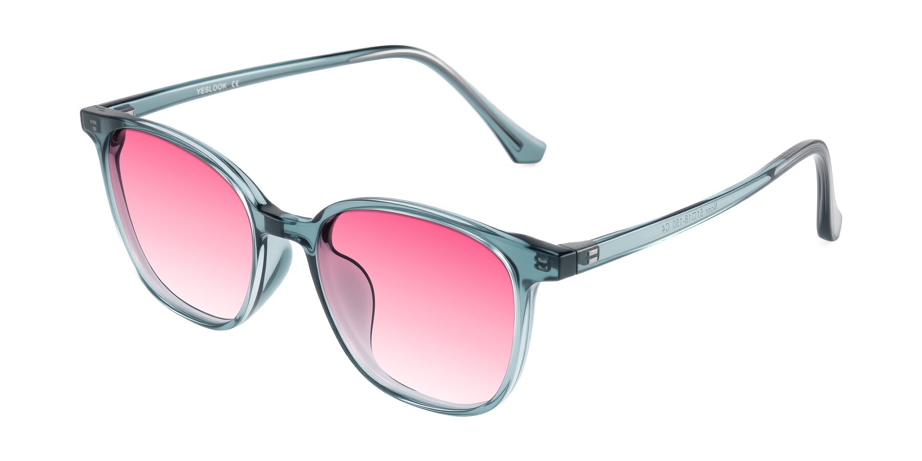 Angle of Noor in Transparent Blue with Pink Gradient Lenses