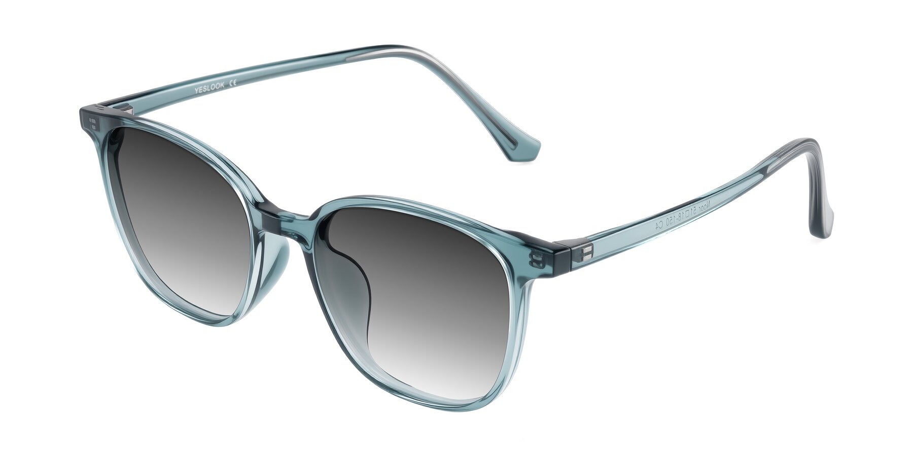 Angle of Noor in Transparent Blue with Gray Gradient Lenses