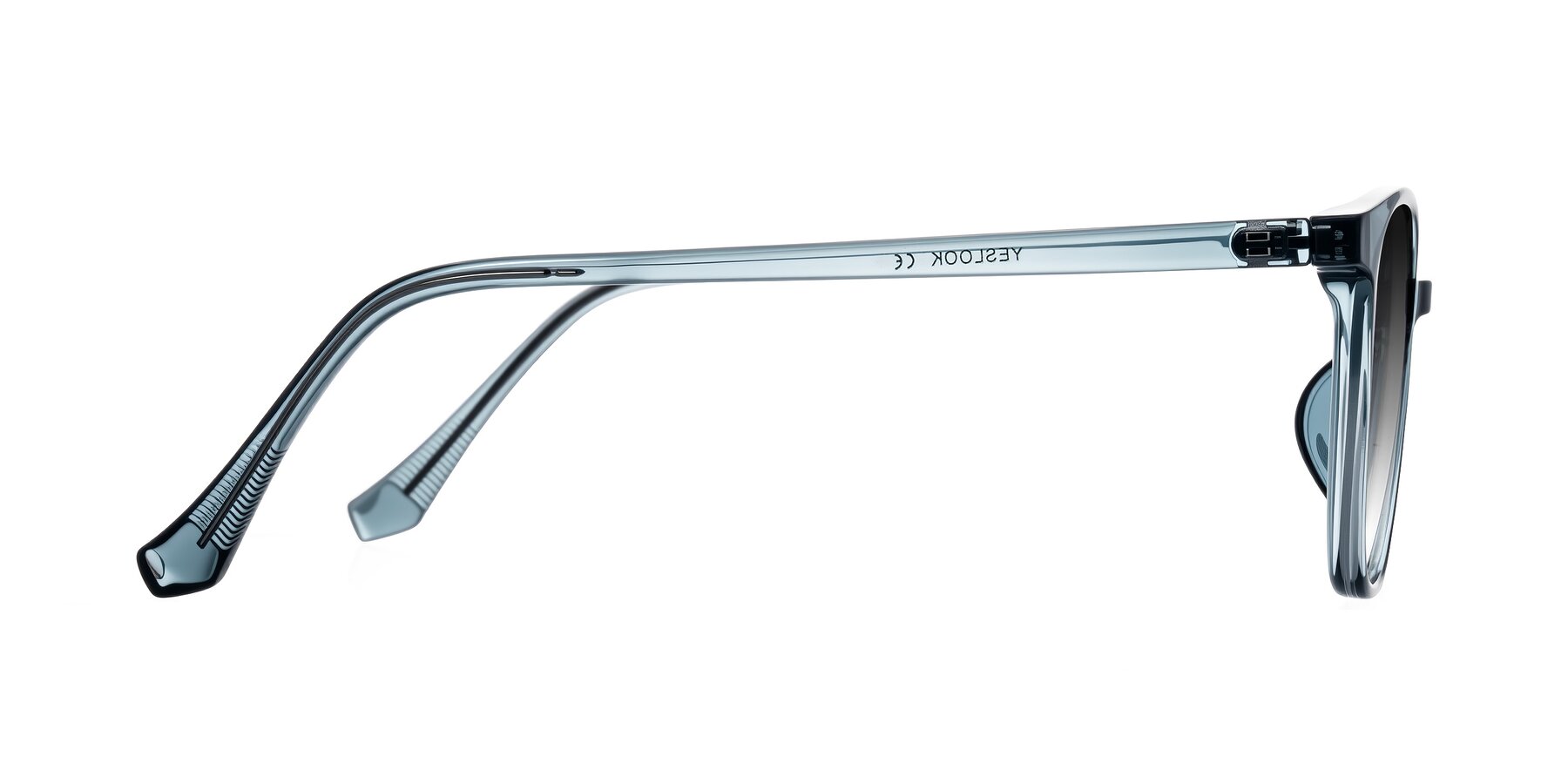 Side of Noor in Transparent Blue with Gray Gradient Lenses