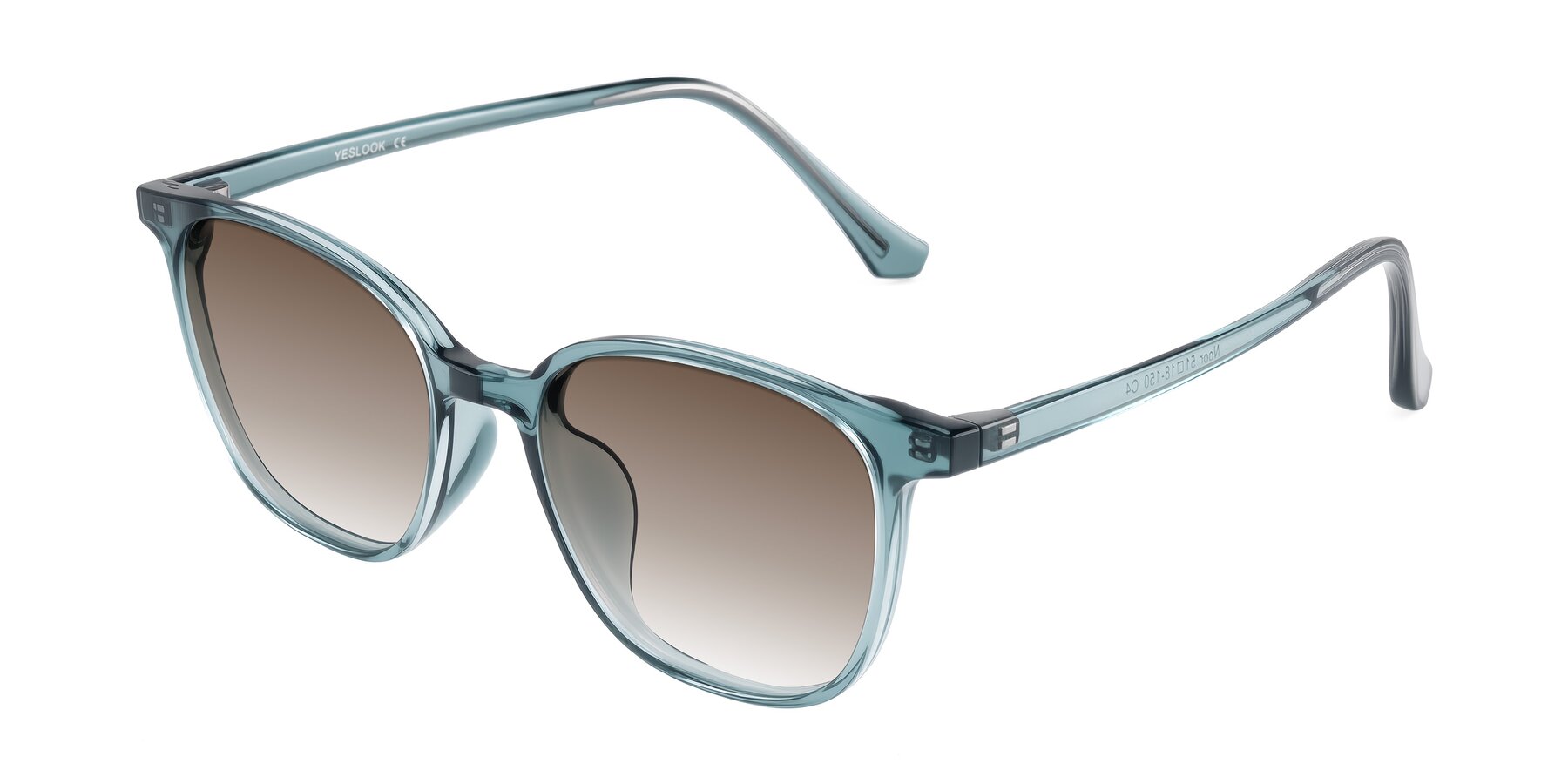 Angle of Noor in Transparent Blue with Brown Gradient Lenses