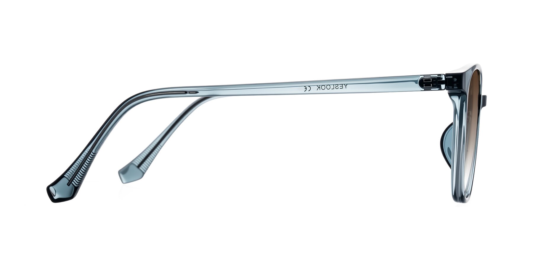 Side of Noor in Transparent Blue with Brown Gradient Lenses