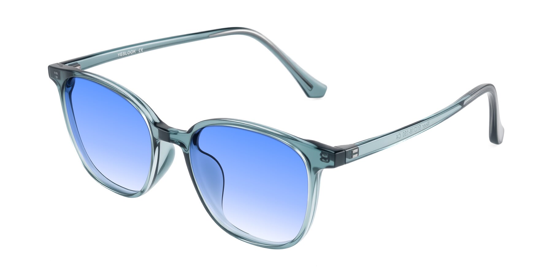 Angle of Noor in Transparent Blue with Blue Gradient Lenses