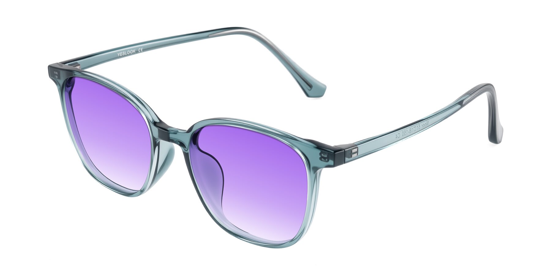Angle of Noor in Transparent Blue with Purple Gradient Lenses