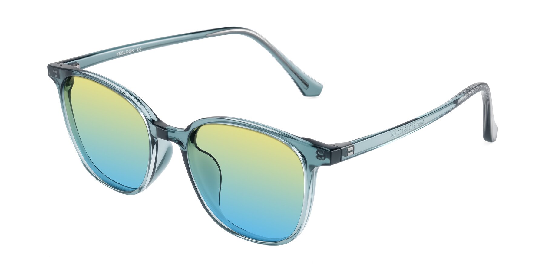 Angle of Noor in Transparent Blue with Yellow / Blue Gradient Lenses