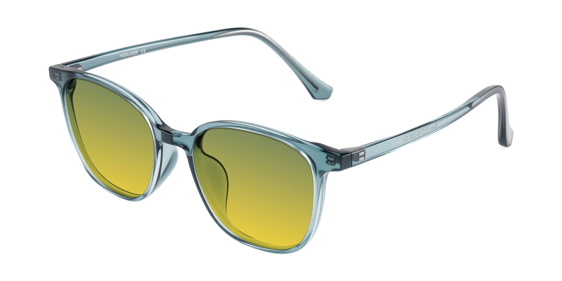 Angle of Noor in Transparent Blue with Green / Yellow Gradient Lenses