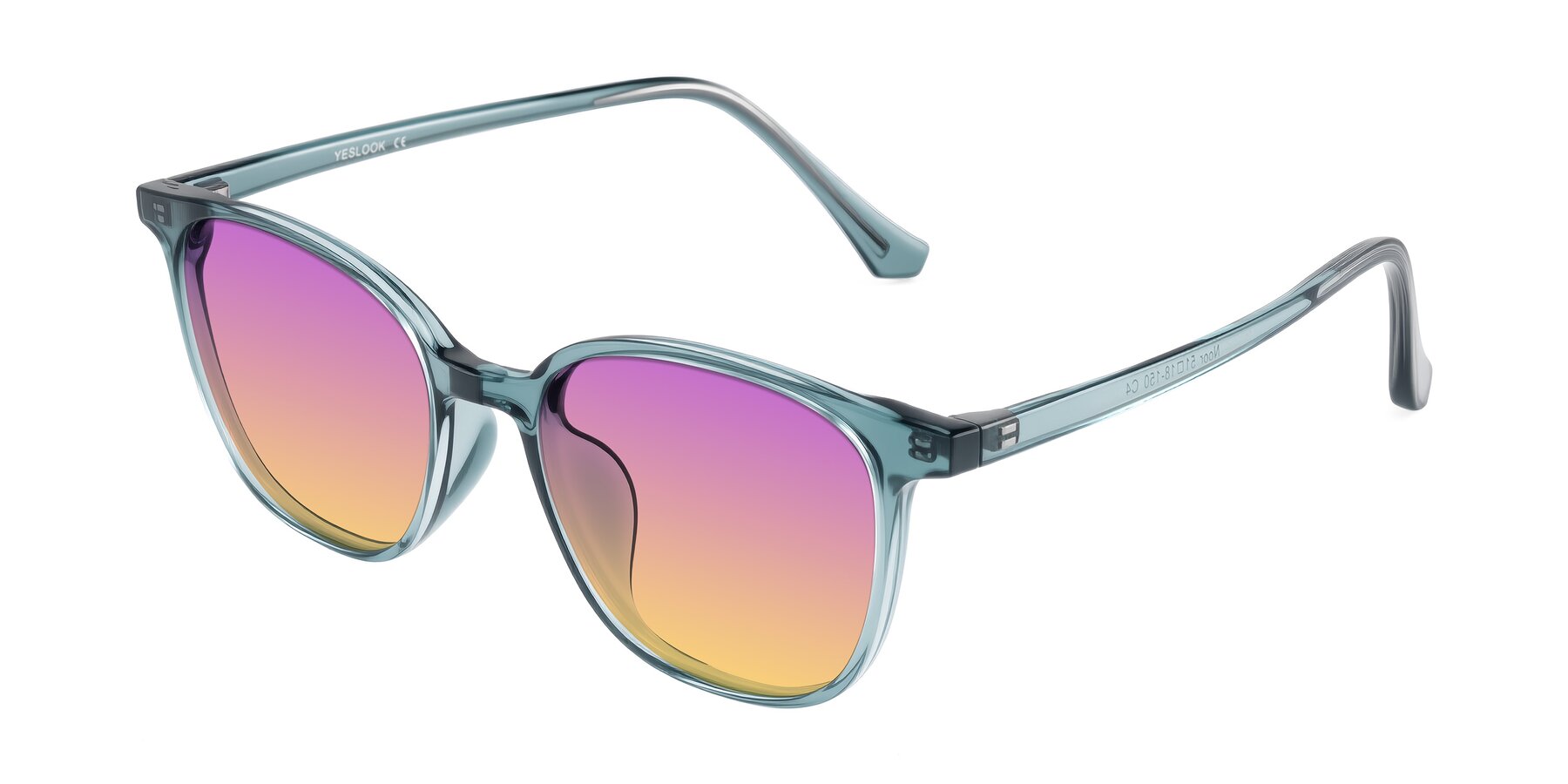 Angle of Noor in Transparent Blue with Purple / Yellow Gradient Lenses