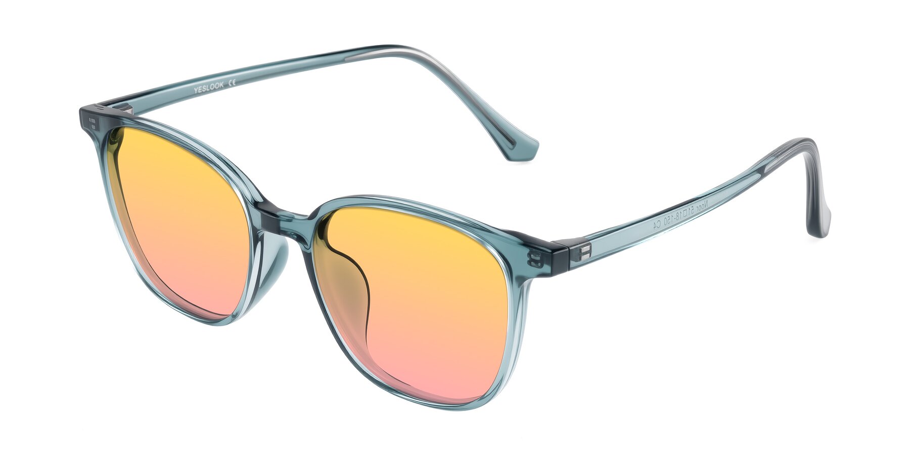 Angle of Noor in Transparent Blue with Yellow / Pink Gradient Lenses