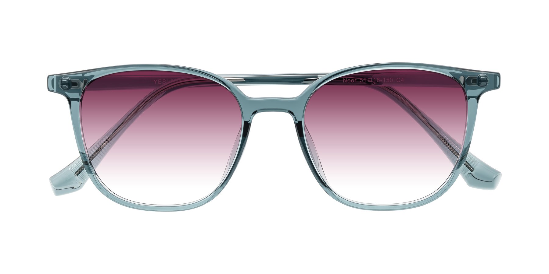 Folded Front of Noor in Transparent Blue with Wine Gradient Lenses