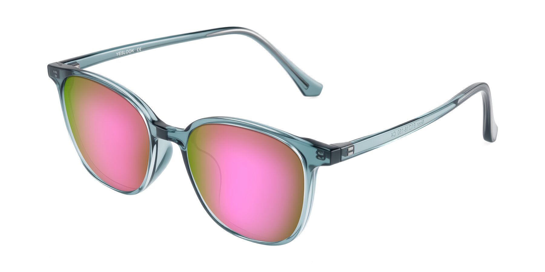 Angle of Noor in Transparent Blue with Pink Mirrored Lenses