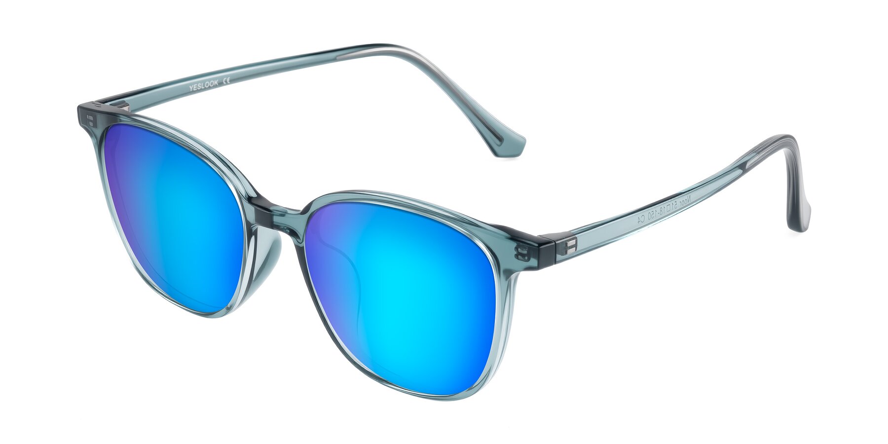 Angle of Noor in Transparent Blue with Blue Mirrored Lenses