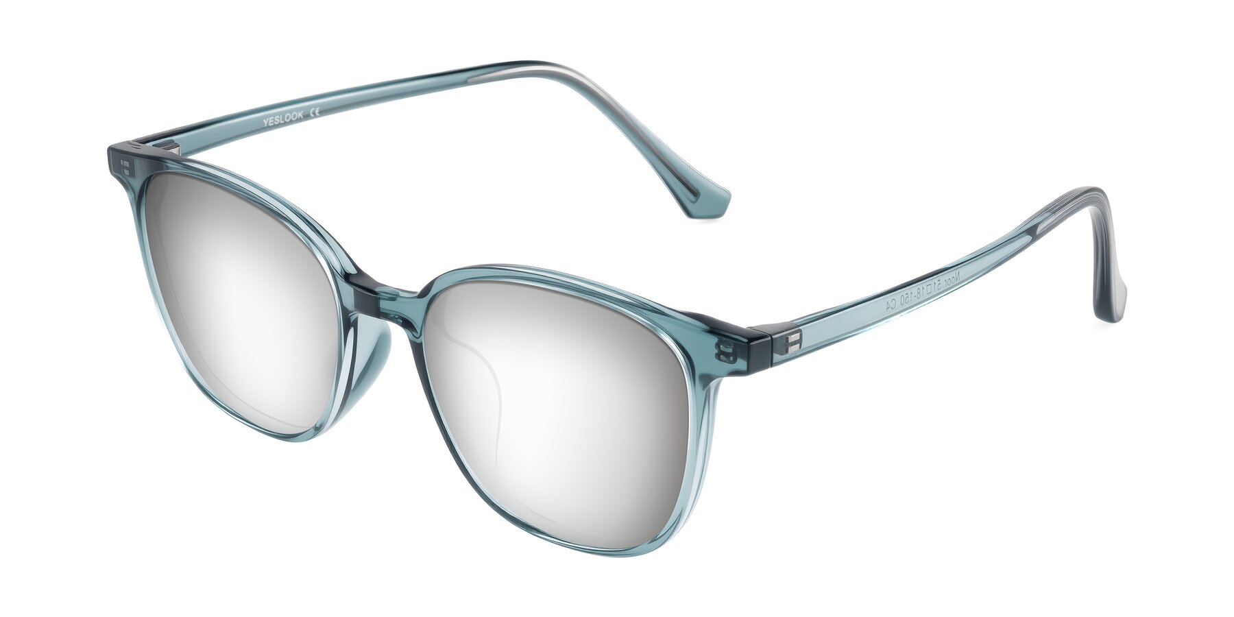 Angle of Noor in Transparent Blue with Silver Mirrored Lenses