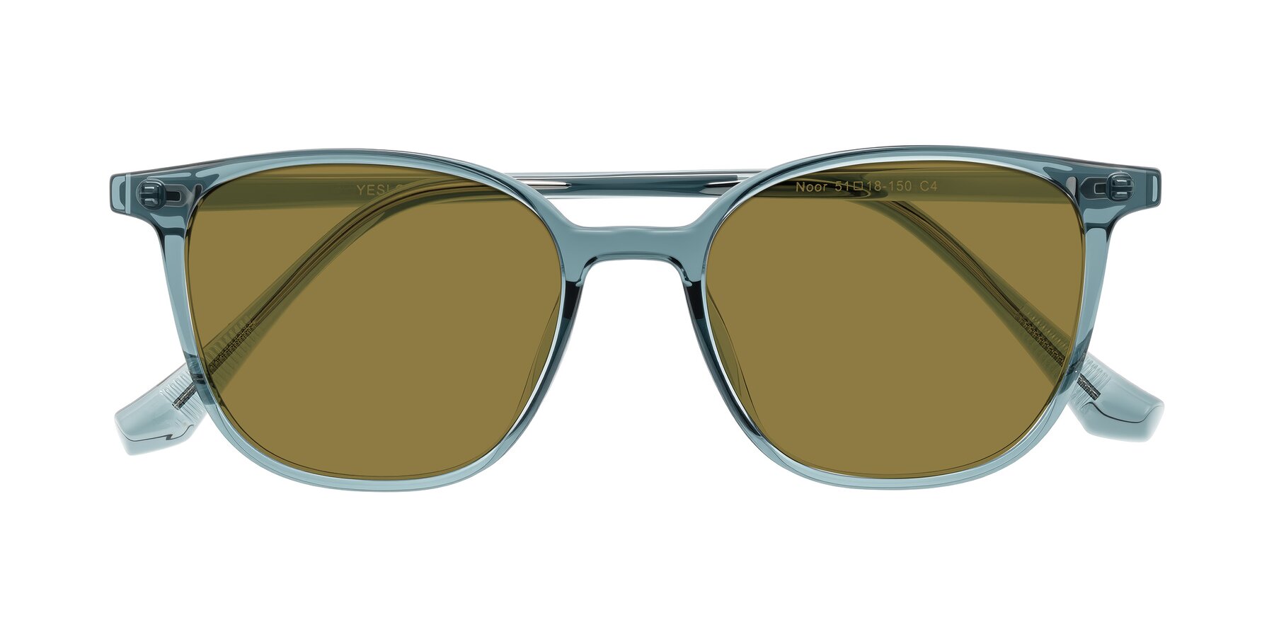 Folded Front of Noor in Transparent Blue with Brown Polarized Lenses