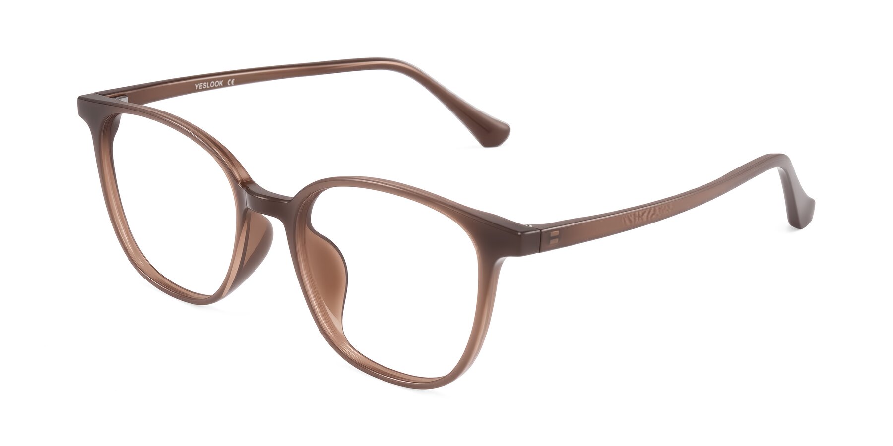 Angle of Noor in Coffee with Clear Eyeglass Lenses