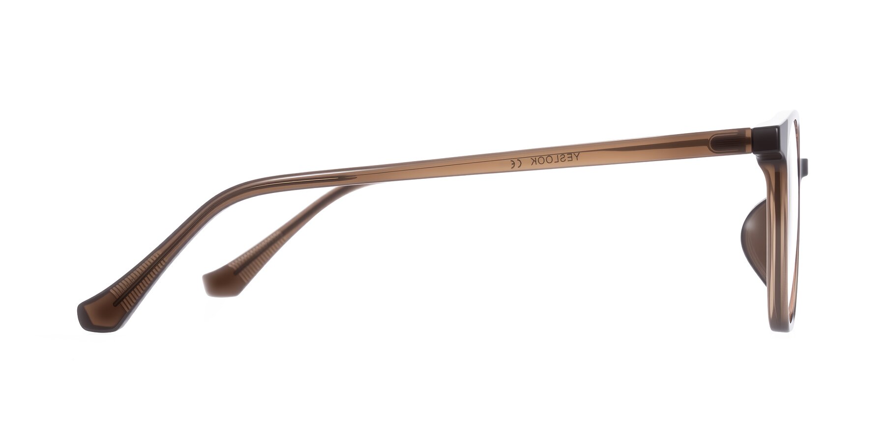 Side of Noor in Coffee with Clear Eyeglass Lenses